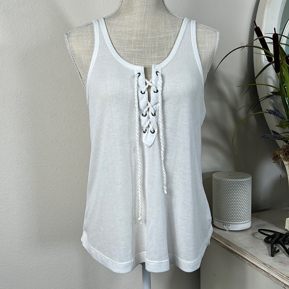 Ocean Drive M White Ribbed Tank
